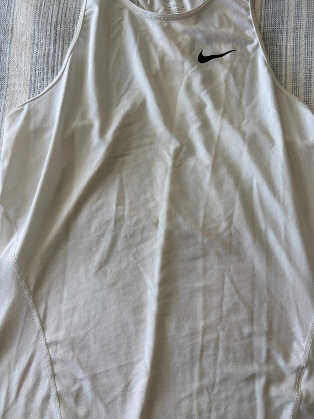Nike White Performance Tank with Black Swoosh